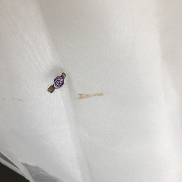 Us Angels The Organza Dress Girls Sz 12 White Purple Satin Floral Wedding Easter - Picture 6 of 15